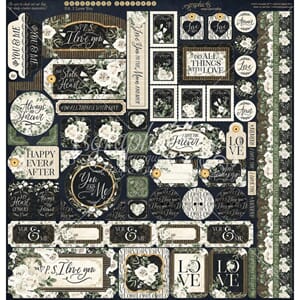 Graphic 45 - P.S. I Love You Cardstock Stickers, 12x12 inch