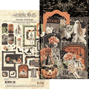 Graphic 45 - Ghostly Greetings Chipboard Pieces, Tags & Fram