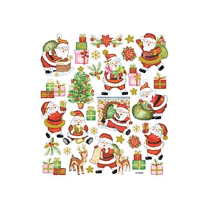 Klistremerker - Julenisser m/gaver, str 15x22 cm