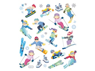 Klistremerker - Ski og snowboard, str 15x22 cm