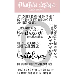 Mathia design - Bursdagstekster, str 10x15 cm