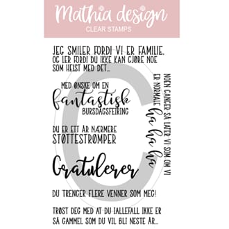 Mathia design - Bursdagstekster, str 10x15 cm