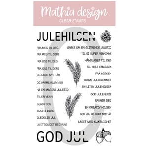 Mathia design - Julehilsen med små tekster,str 10x15cm