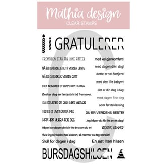 Mathia design - Gratulerer med små tekster,str 10x15cm