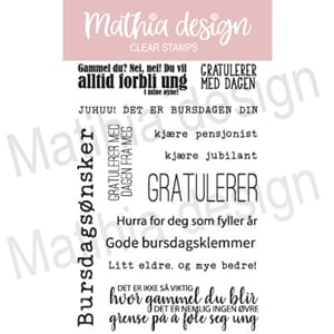 Mathia design - Bursdagstekster, str 10,2x15,3 cm