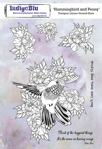 IndigoBlu: Hummingbird and Peony, str 200x140mm, 6/Pkg