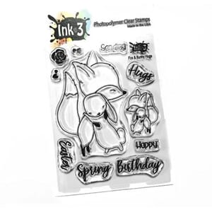 Inkon3: Fox and Bunny Hugs Clear Stamps, 3x4 inch
