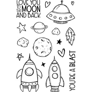 Jane's Doodles: To The Moon Clear Stamps, 4x6 inch