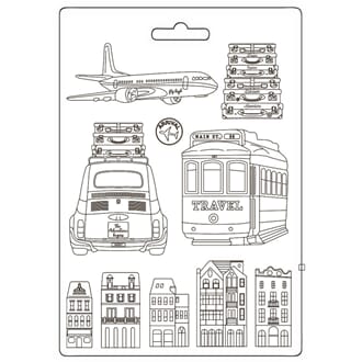 Stamperia - Transports Art of Travelling Soft Mould A4