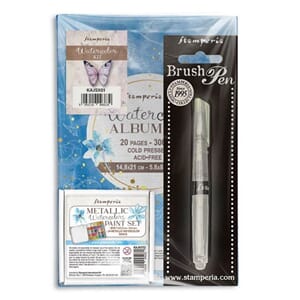 Stamperia - Watercolor Kit -Metallic Watercolors/Album/Brush