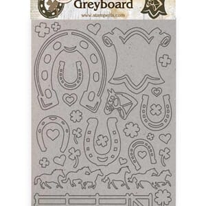 Stamperia: Greyboard A4 Romantic Horses horseshoes