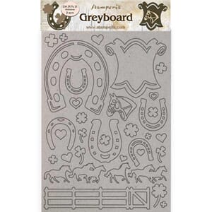 Stamperia: Greyboard A4 Romantic Horses horseshoes