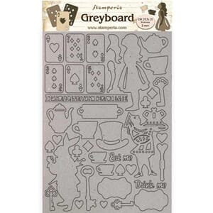 Stamperia: Greyboard A4 Alice elements
