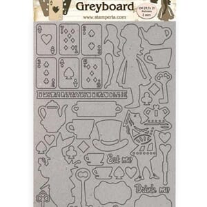 Stamperia: Greyboard A4 Alice elements