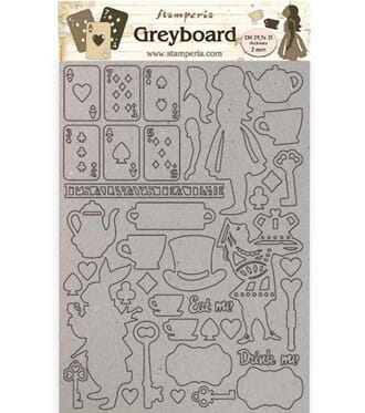 Stamperia: Greyboard A4 Alice elements
