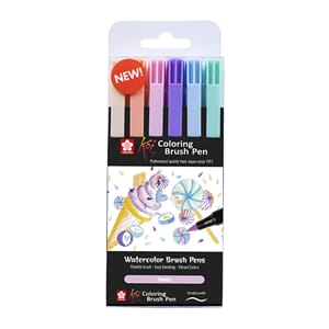 Sakura KOI Coloring Brush Pen - Pastell Sett 6 farger