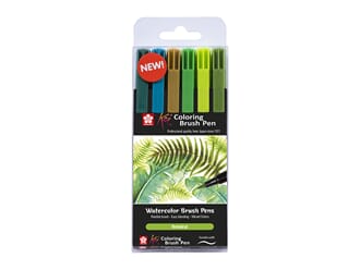 Sakura KOI Coloring Brush Pen - Botanisk Sett 6 farger