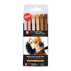 Sakura KOI Coloring Brush Pen - Portrett Sett 6 farger