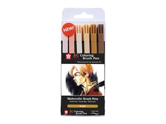 Sakura KOI Coloring Brush Pen - Portrett Sett 6 farger