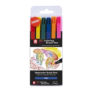 Sakura KOI Coloring Brush Pen - Basic Sett 6 farger