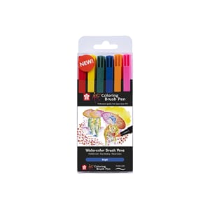 Sakura KOI Coloring Brush Pen - Basic Sett 6 farger