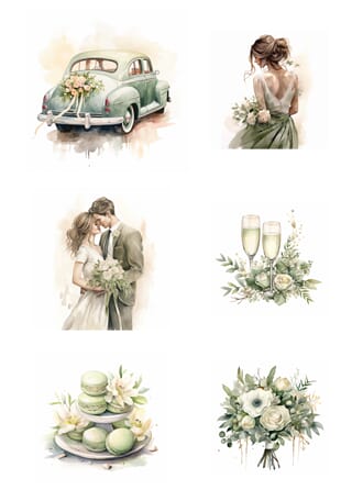 Reprint klippeark - Wedding day str A4