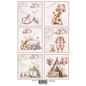 Reprint klippeark - Baby girl tags, str A4