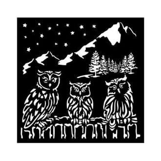 Stamperia - The Owl's House Thick Stencil 18x18cm Owls