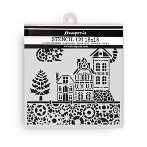 Stamperia - Gear up for Christmas Thick Stencil 18x18cm Hous