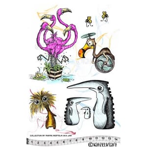 Katzelkraft: Flamingos and frie- JAB collection Rubberstamps
