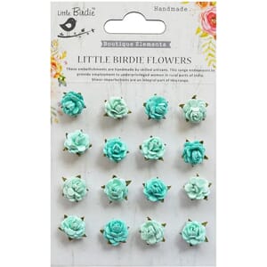 Little Birdie - Arctic Ice Beaded Micro Roses 16/Pkg
