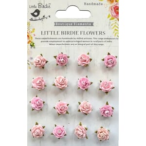 Little Birdie - Pearl Pink Beaded Micro Roses 16/Pkg