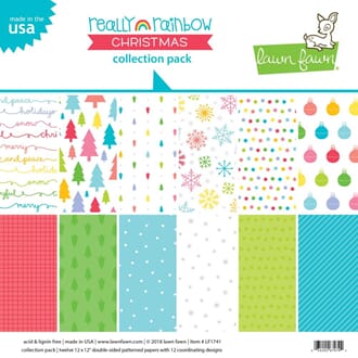Lawn Fawn: Really Rainbow Christmas Paper Pack, 12x12, 12/P