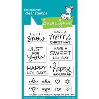 Lawn Fawn: Shutter Card Holiday Sayin Clear Stamps, 3x4 inch