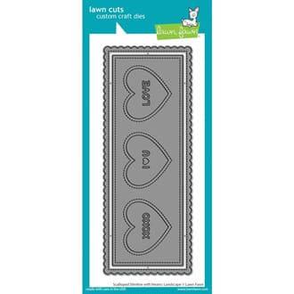 Lawn Fawn: Scalloped Slimline W/Hearts: Landscape Craft Die