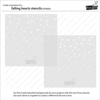 Lawn Fawn - Falling Hearts Stencils, str 6x6 inch