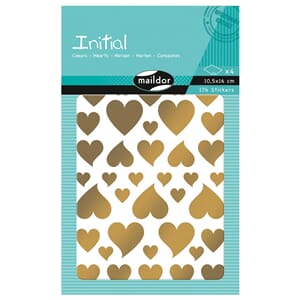 Initial - Gull/Sølv Hjerte klistremerker, str 105x16 cm