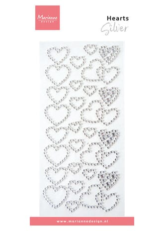 Marianne Design - Decorations Hearts Rhinestones Silver