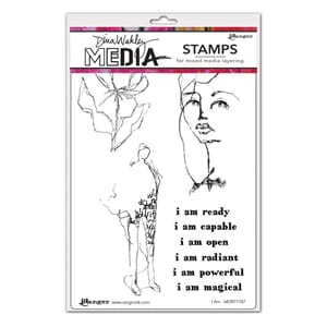 Dina Wakley Media Cling Mount Stamps: Scribbly Women MDR41337