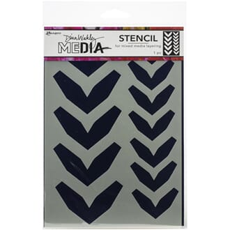 Dina Wakley Media: Large Fractured Chevrons Stencils,  9x6