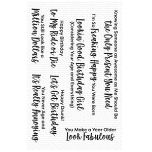 MFT: Sassy Pants Birthday Greetings 2 Clear Stamps, 4x6 inch