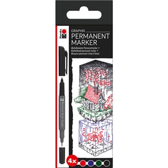 Marabu Graphix permanent Marker sett, 4/Pkg
