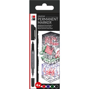 Marabu Graphix permanent Marker sett, 4/Pkg