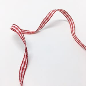 Dekorbånd - Rød og hvit rutet bånd, 5 mm