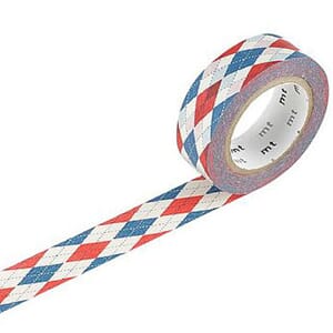 MT Washitape Argyle Red, 1 rull