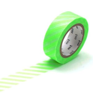 MT Washitape Stripe Shocking Green, 1 rull