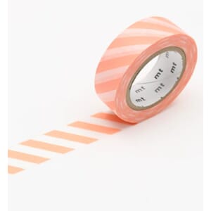 MT Washitape Stripe Salmon Pink, 1 rull