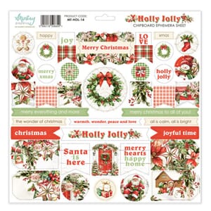 Mintay - Holly Jolly 12x12 Inch Chipboard Ephemera Sheet