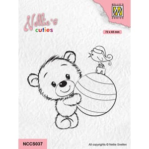 Nellie Snellen - Bear with Christmas Ball Cuties Clear Stamp