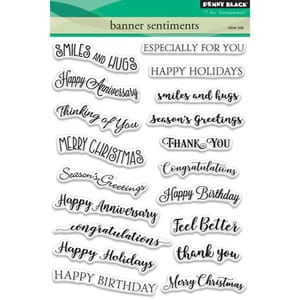 Penny Black: Banner Sentiments Clear Stamps